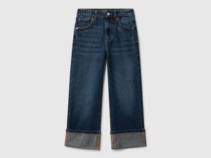 Jeans straight con risvolto