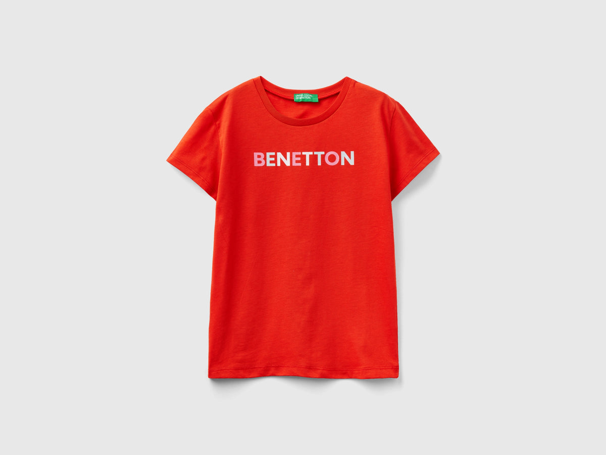 T-shirt con logo glitter in cotone bio