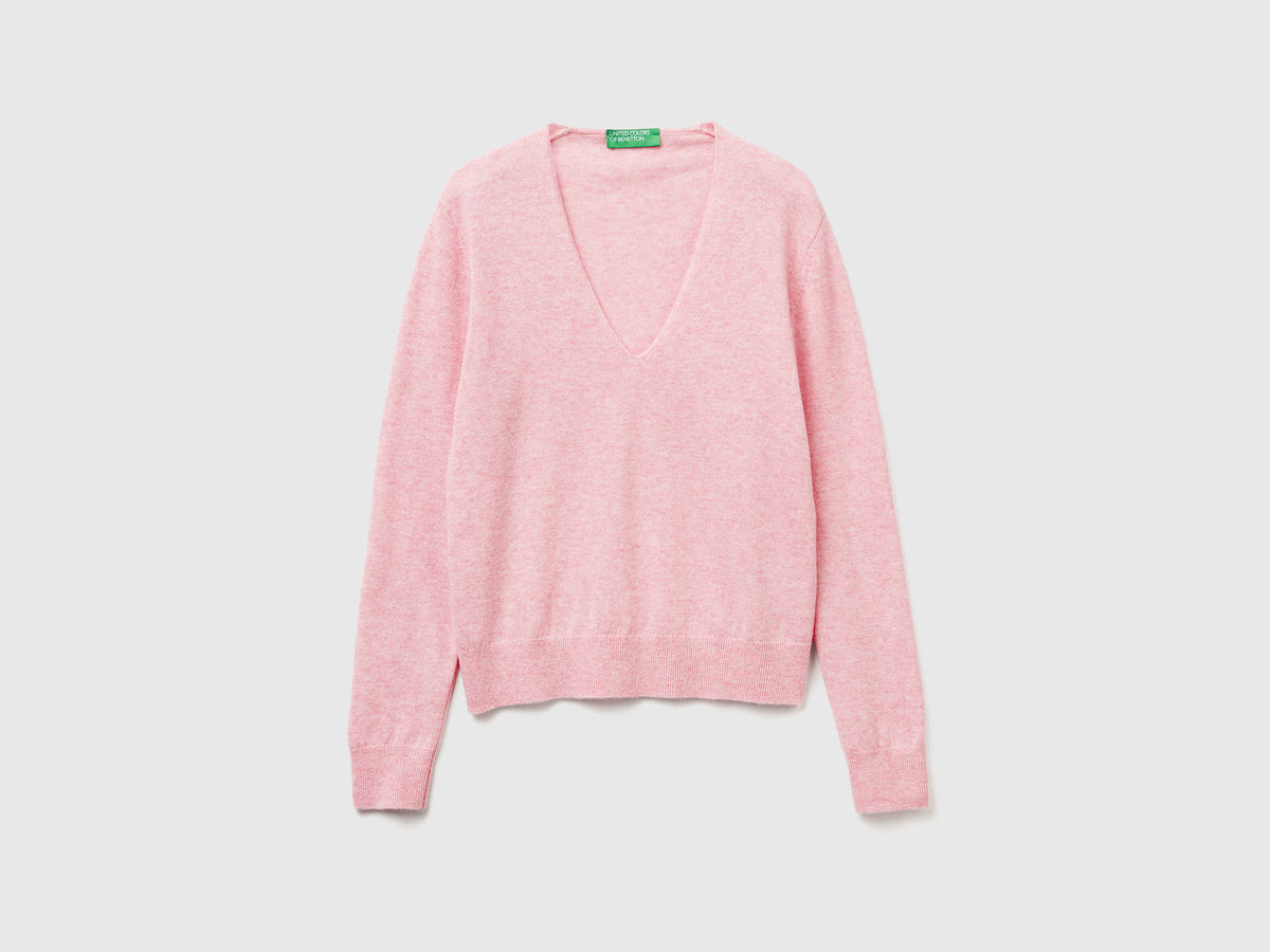 Maglione con scollo a V in pura lana Merino