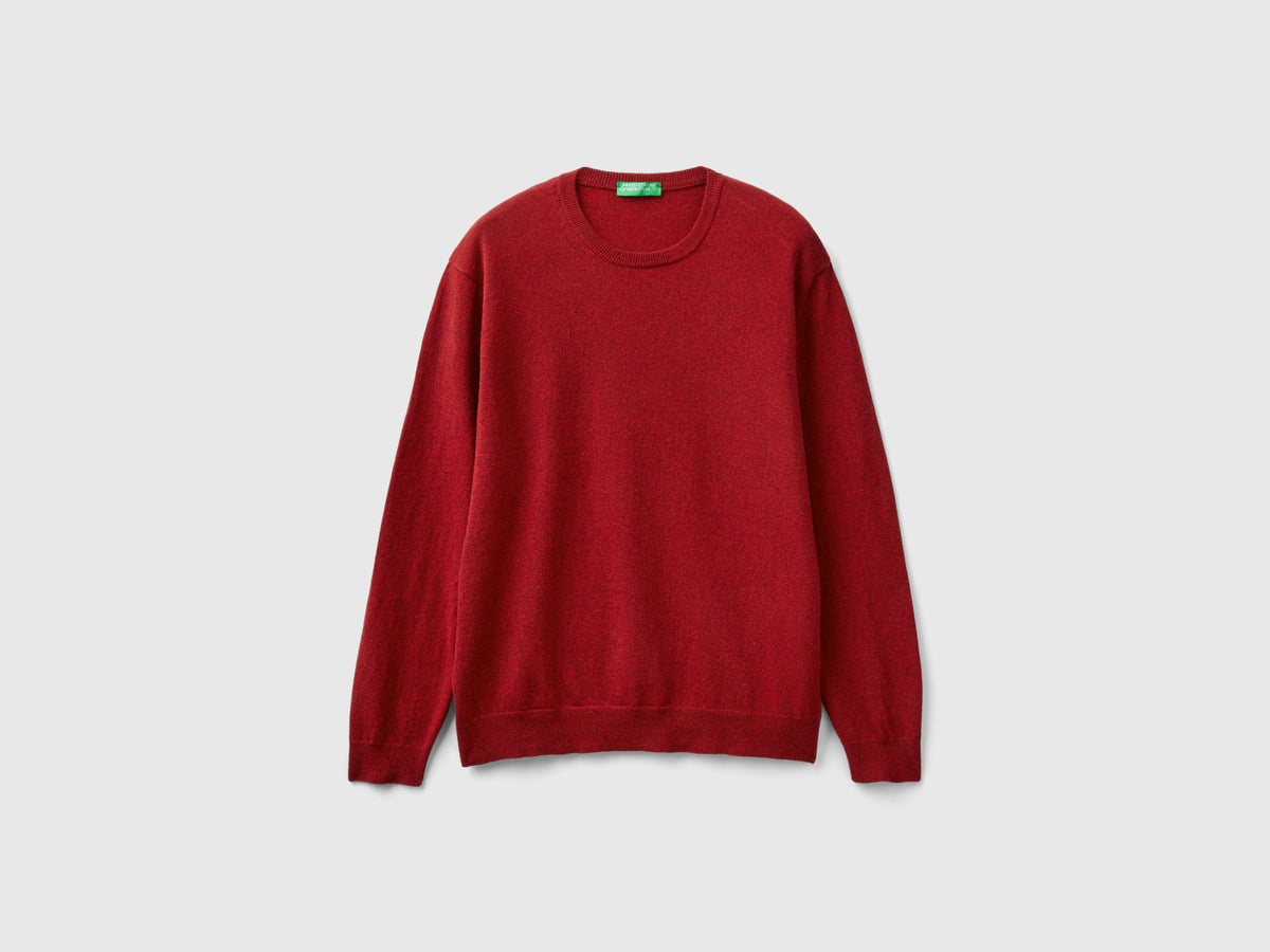 Maglia girocollo mélange in pura lana Merino