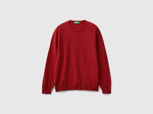 Maglia girocollo mélange in pura lana Merino
