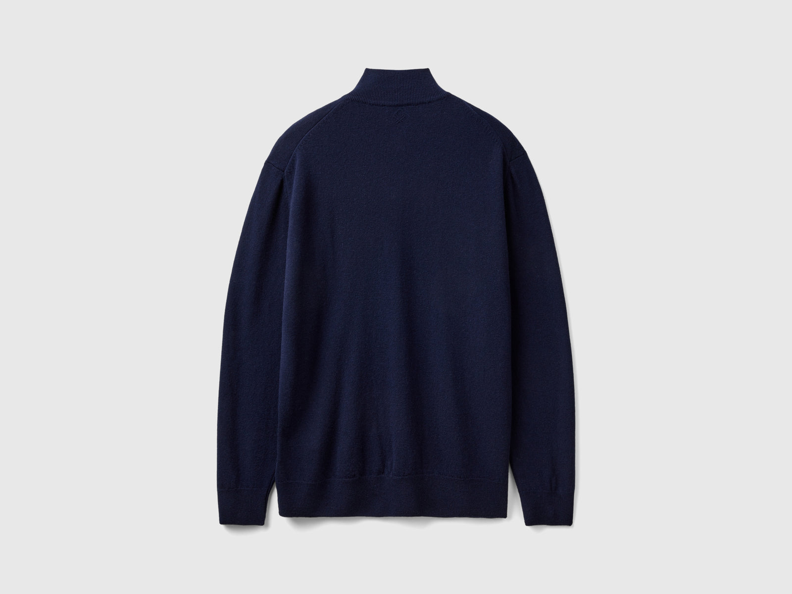 Maglia zippata blu notte in 100% lana Merino da uomo blu scuro 2 | Benetton Outlet