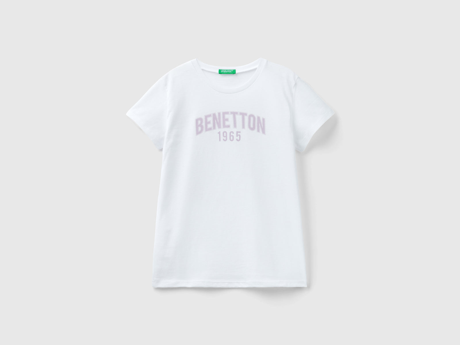 Maglietta con logo 100% cotone da bambina bianco | Benetton Outlet