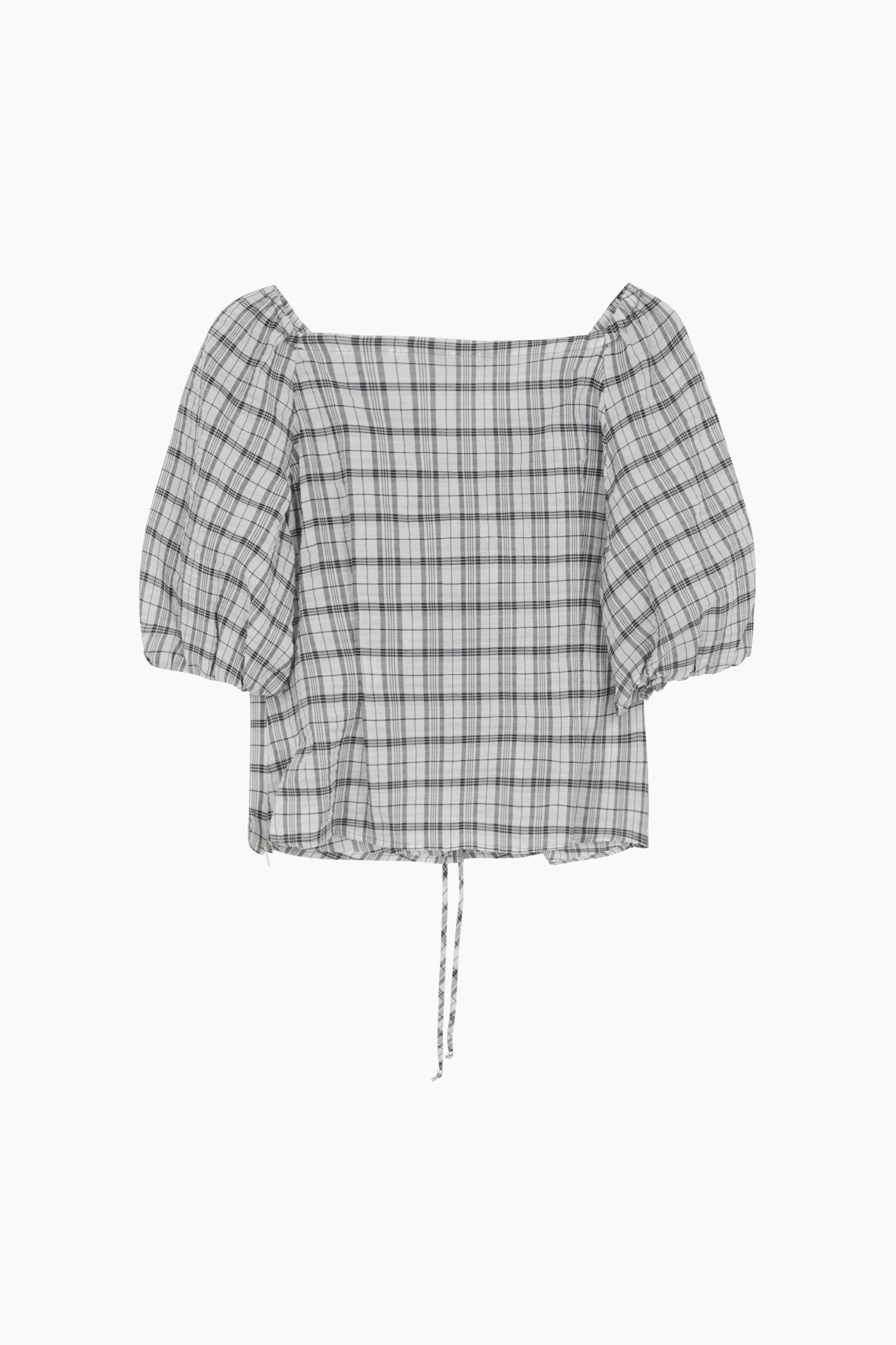 Blusa a quadri con arriccio da donna bianco 2 | Sisley Outlet