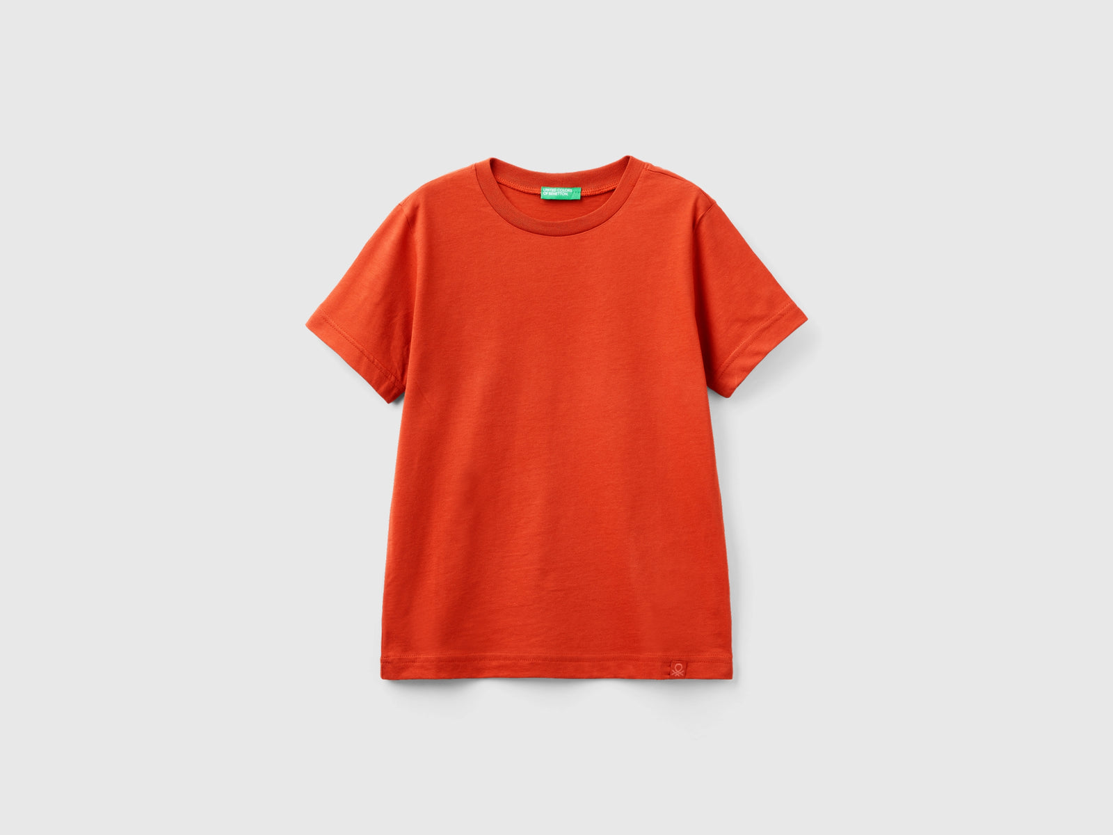 T-shirt in cotone biologico da bambino rosso mattone | Benetton Outlet