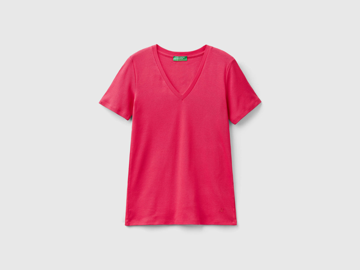 T-shirt in puro cotone con scollo a V