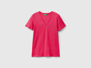 T-shirt in puro cotone con scollo a V