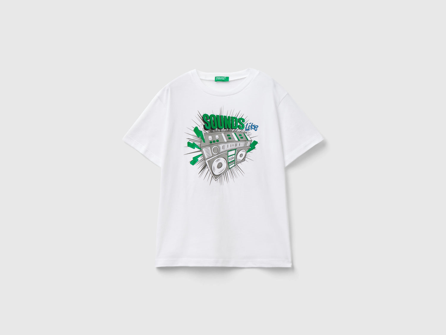 T-shirt con stampa gommata da bambino bianco | Benetton Outlet
