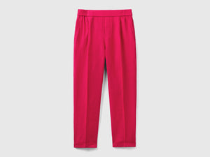 Pantaloni cropped in 100% lino