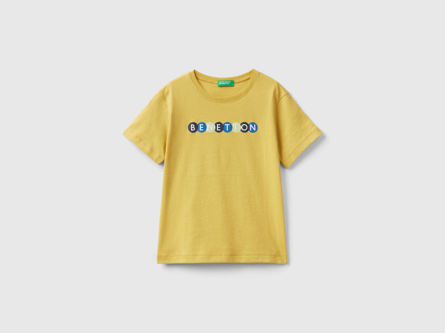 T-shirt 100% cotone bio con stampa da bimbo senape | Benetton Outlet