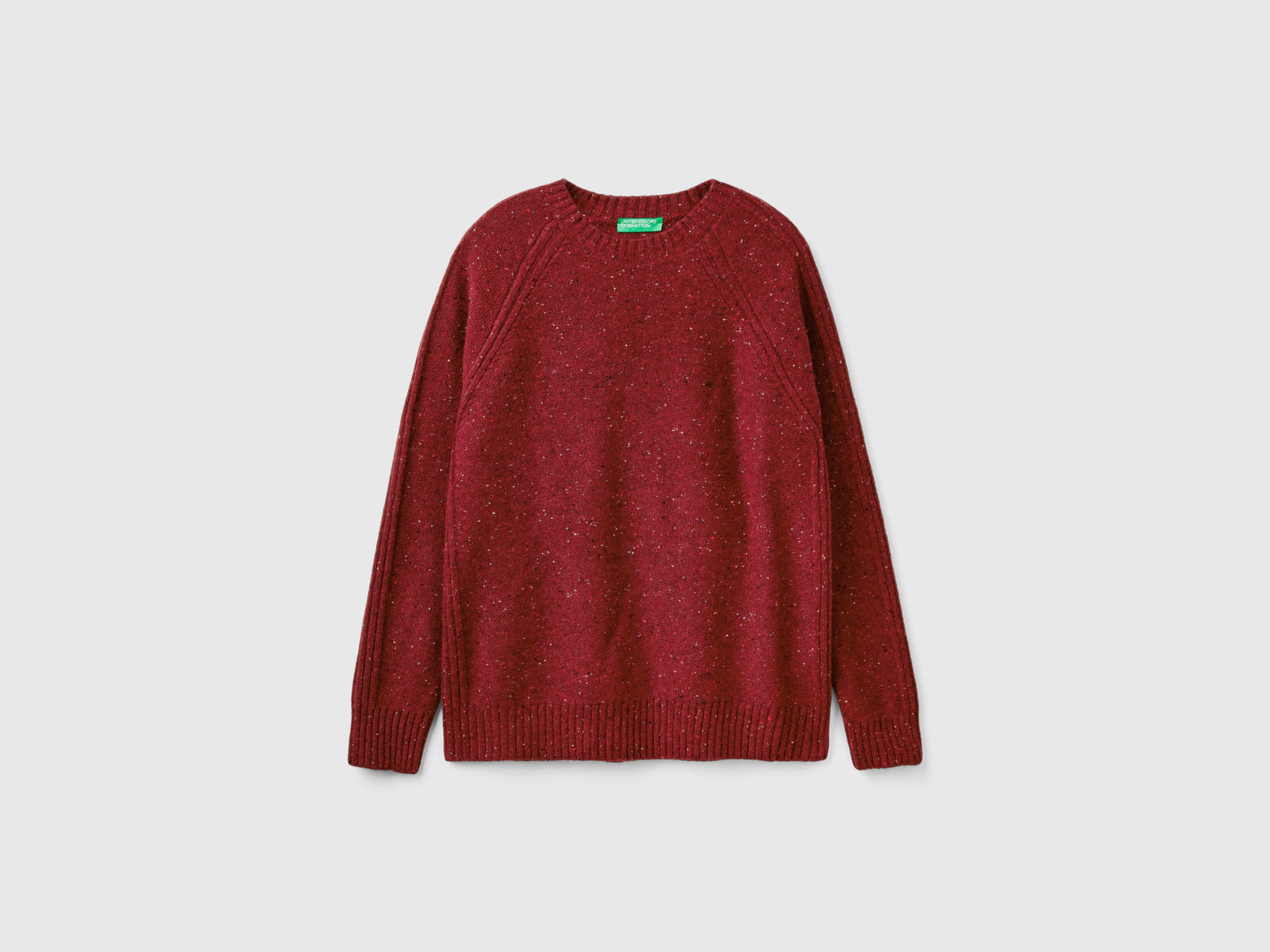 Maglia girocollo in misto lana da uomo bordeaux | Benetton Outlet