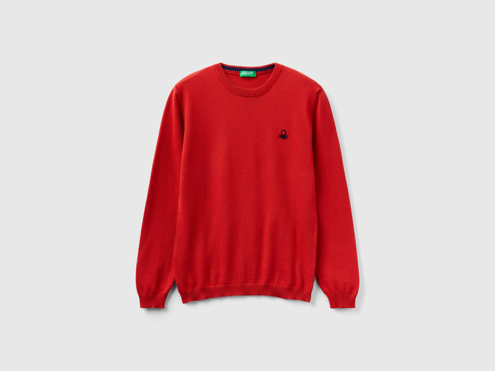 Maglia in puro cotone con logo da bambino rosso mattone | Benetton Outlet