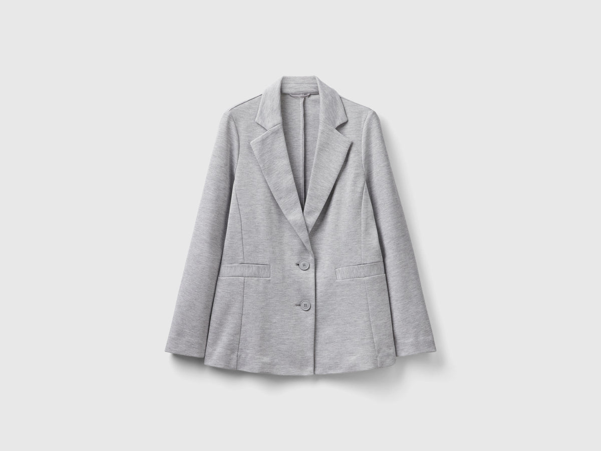 Blazer sciancrato in misto cotone