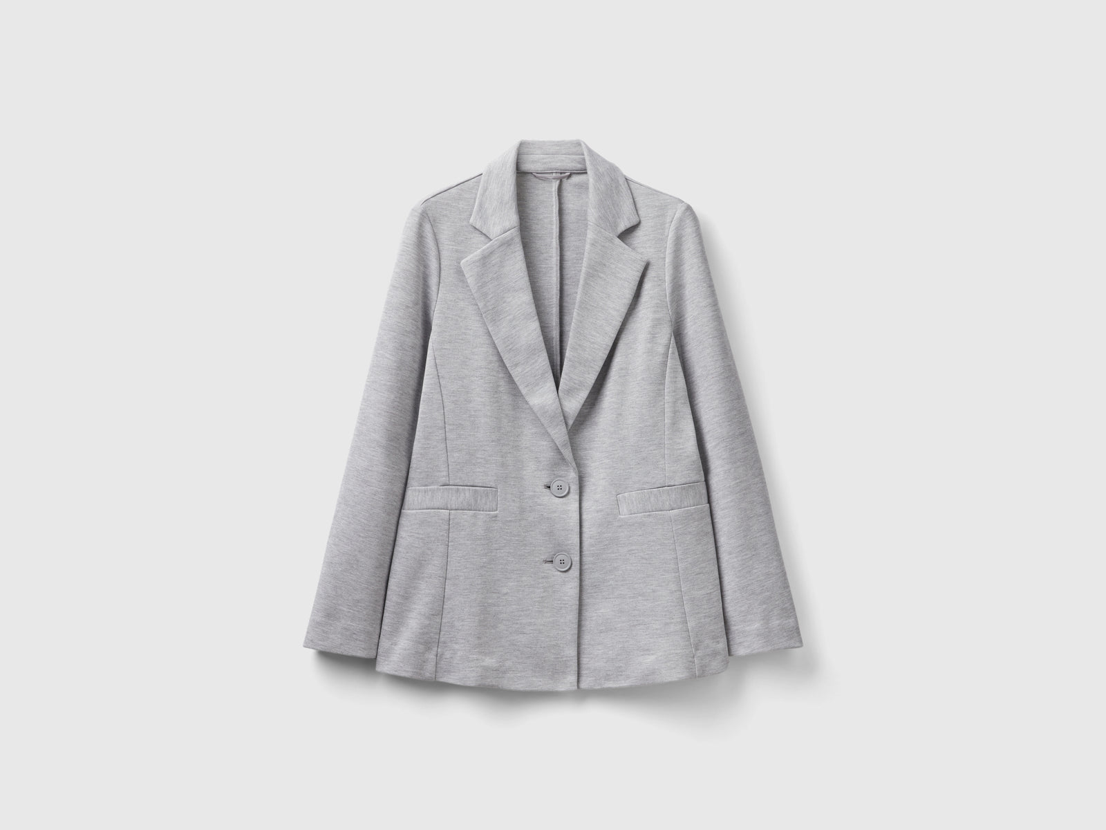 Blazer sciancrato in misto cotone da donna grigio chiaro | Benetton Outlet