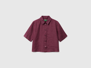 Camicia corta in puro lino