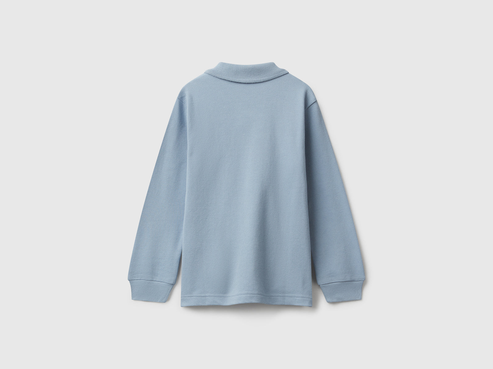 Polo manica lunga in cotone da bimbo azzurro 2 | Benetton Outlet