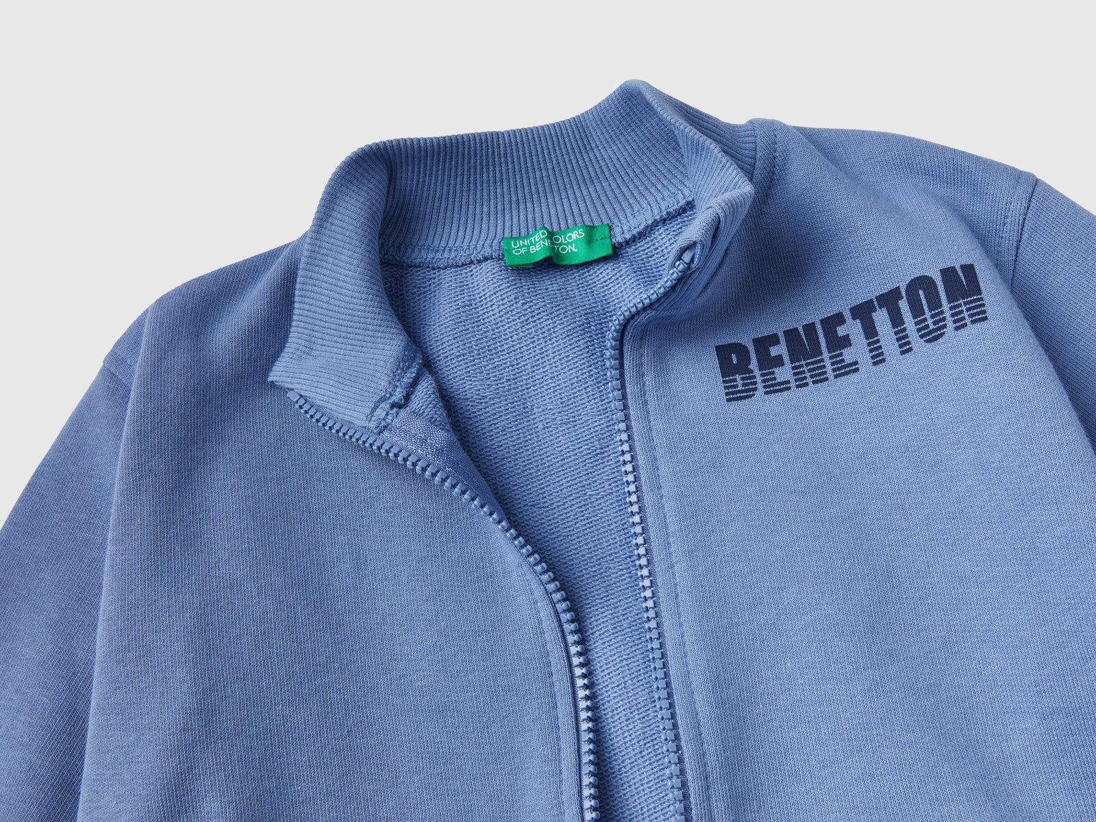 Felpa in cotone bio con zip da bimbo azzurro 2 | Benetton Outlet