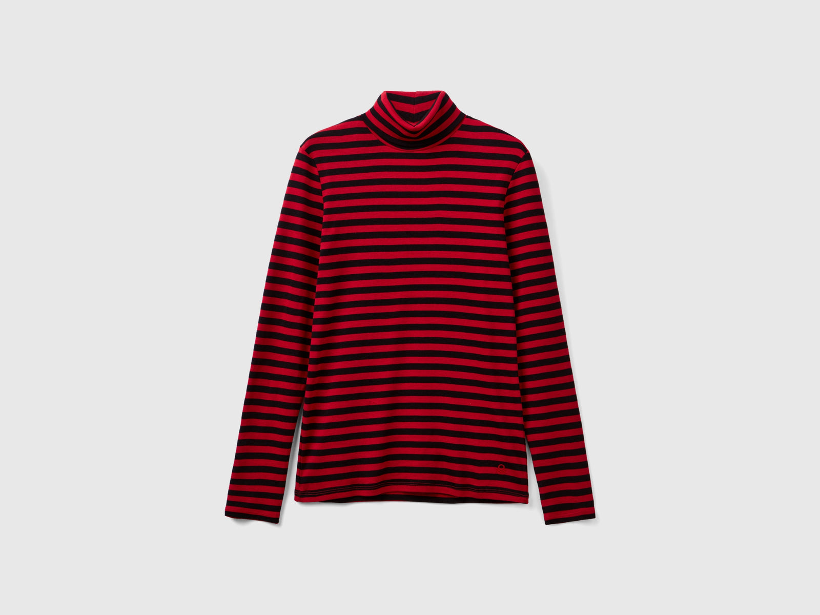 T-shirt lupetto a righe da donna rosso | Benetton Outlet