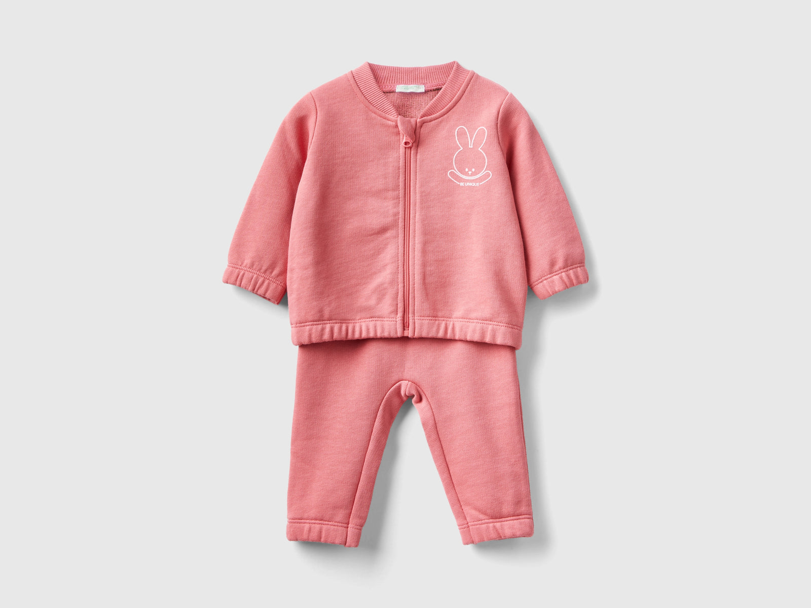 Completino in felpa di cotone bio da neonato salmone | Benetton Outlet