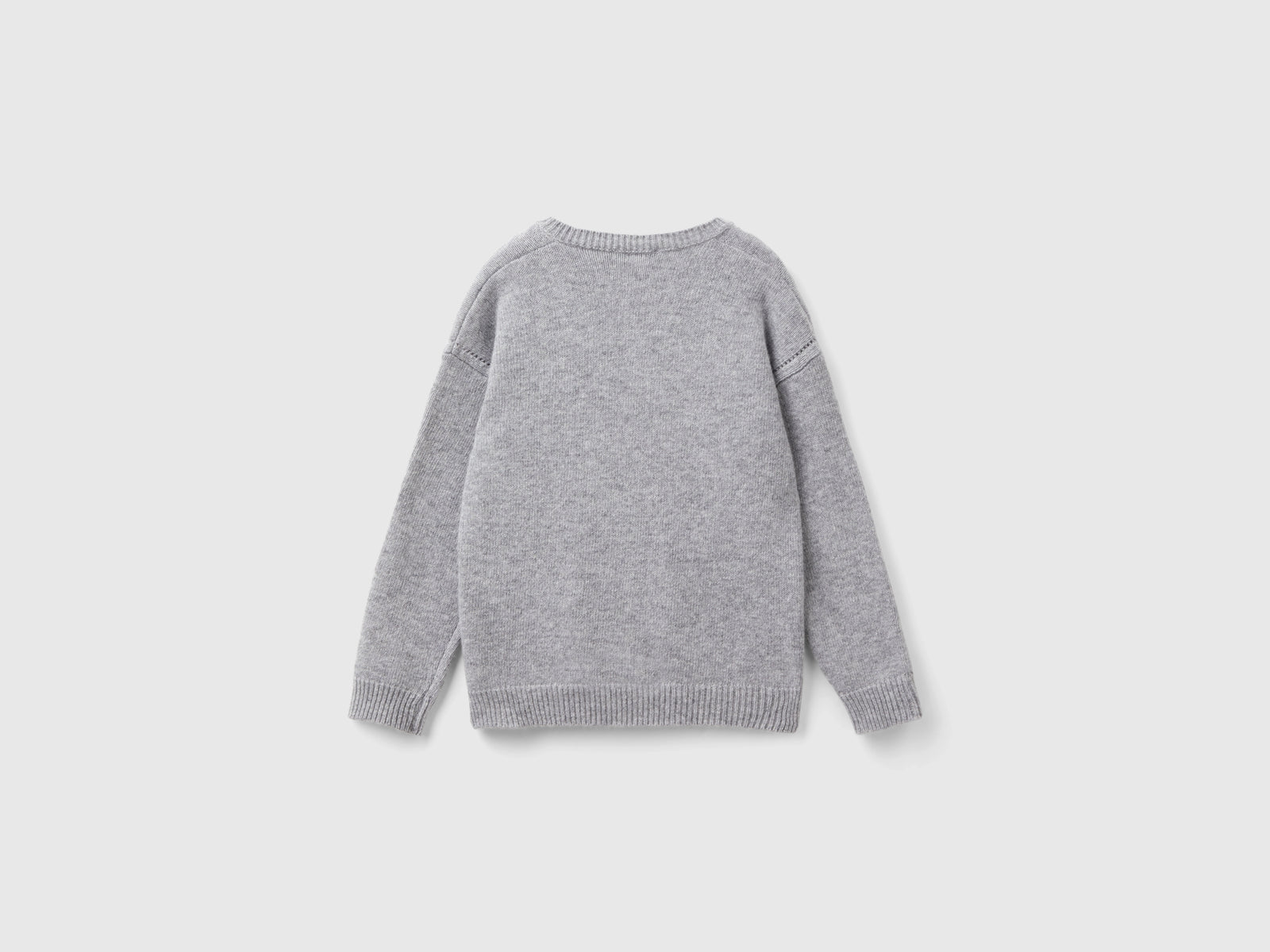 Cardigan girocollo con logo in strass da bambina grigio chiaro 2 | Benetton Outlet