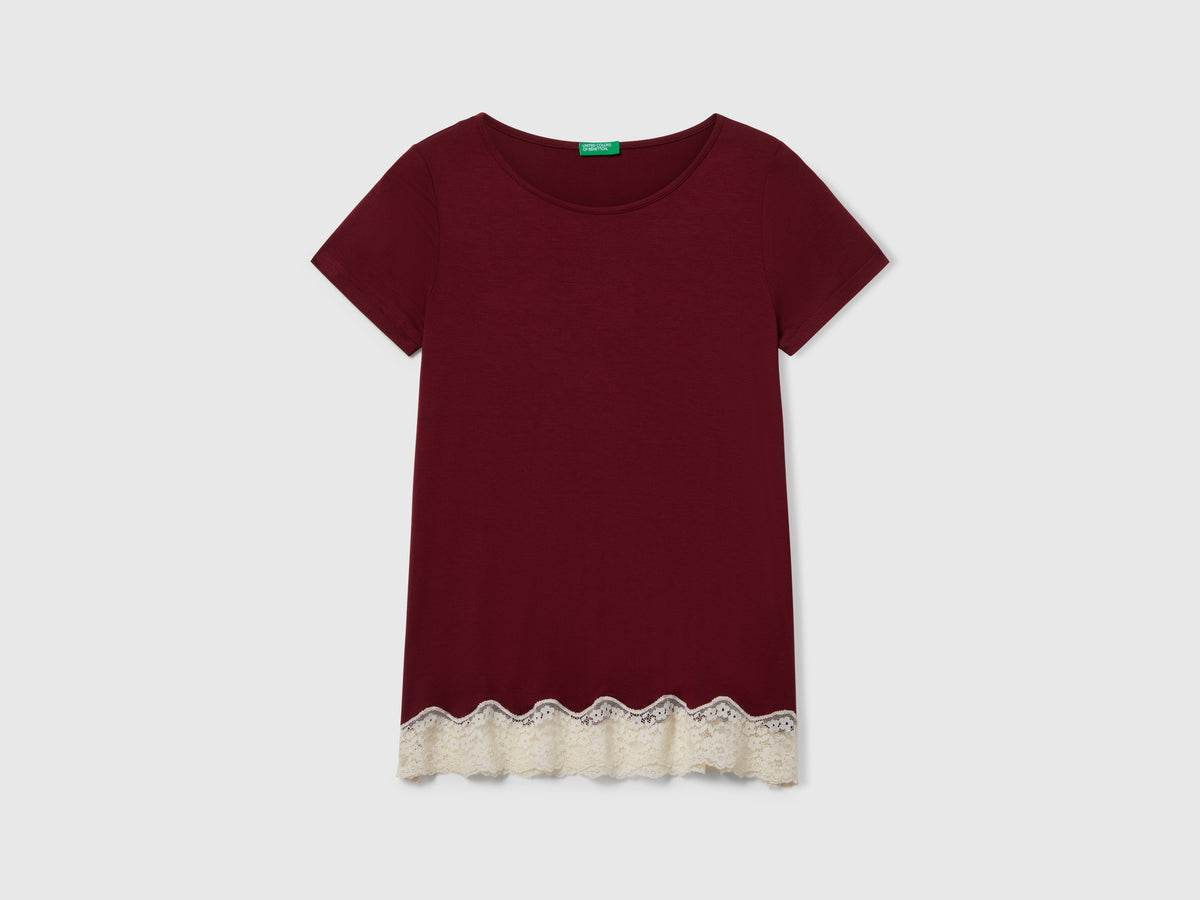 Maglia manica corta con pizzo