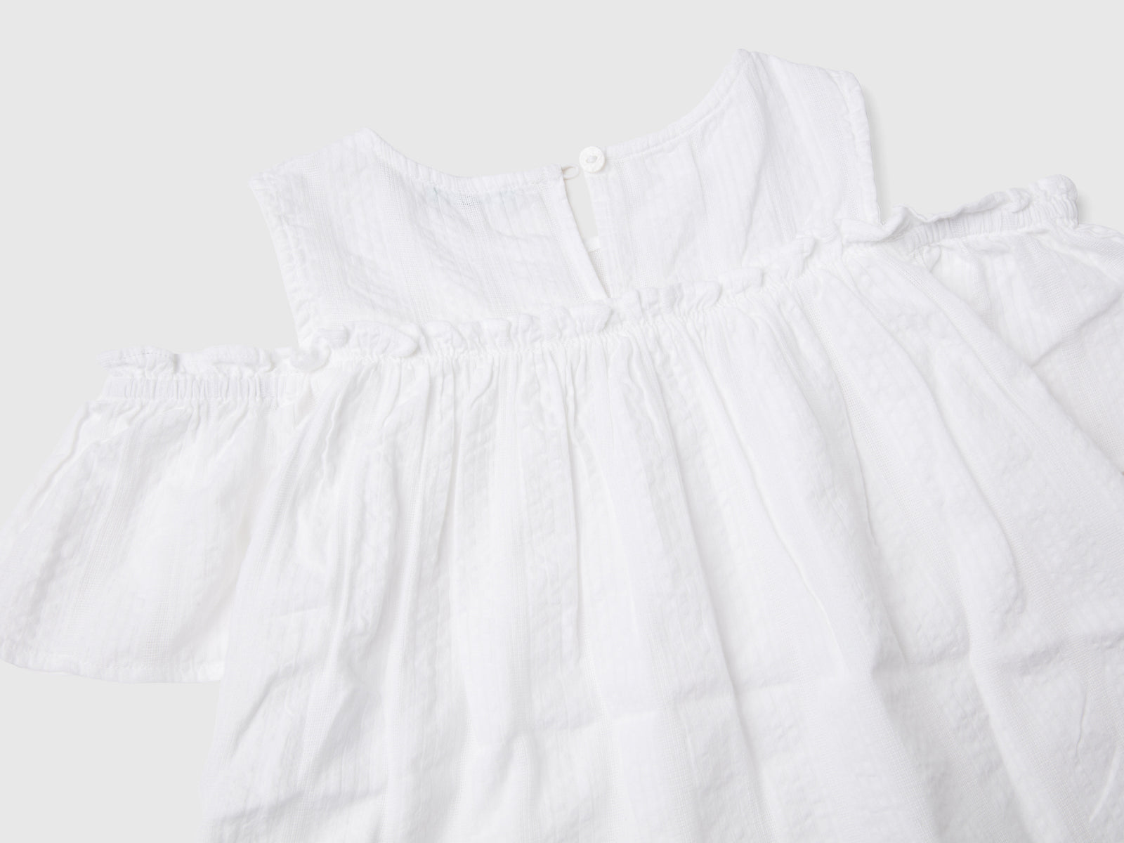 Blusa con rouches da bambina bianco 2 | Benetton Outlet