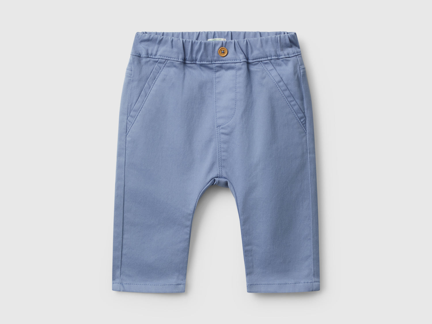 Pantaloni in misto cotone stretch da neonato celeste | Benetton Outlet