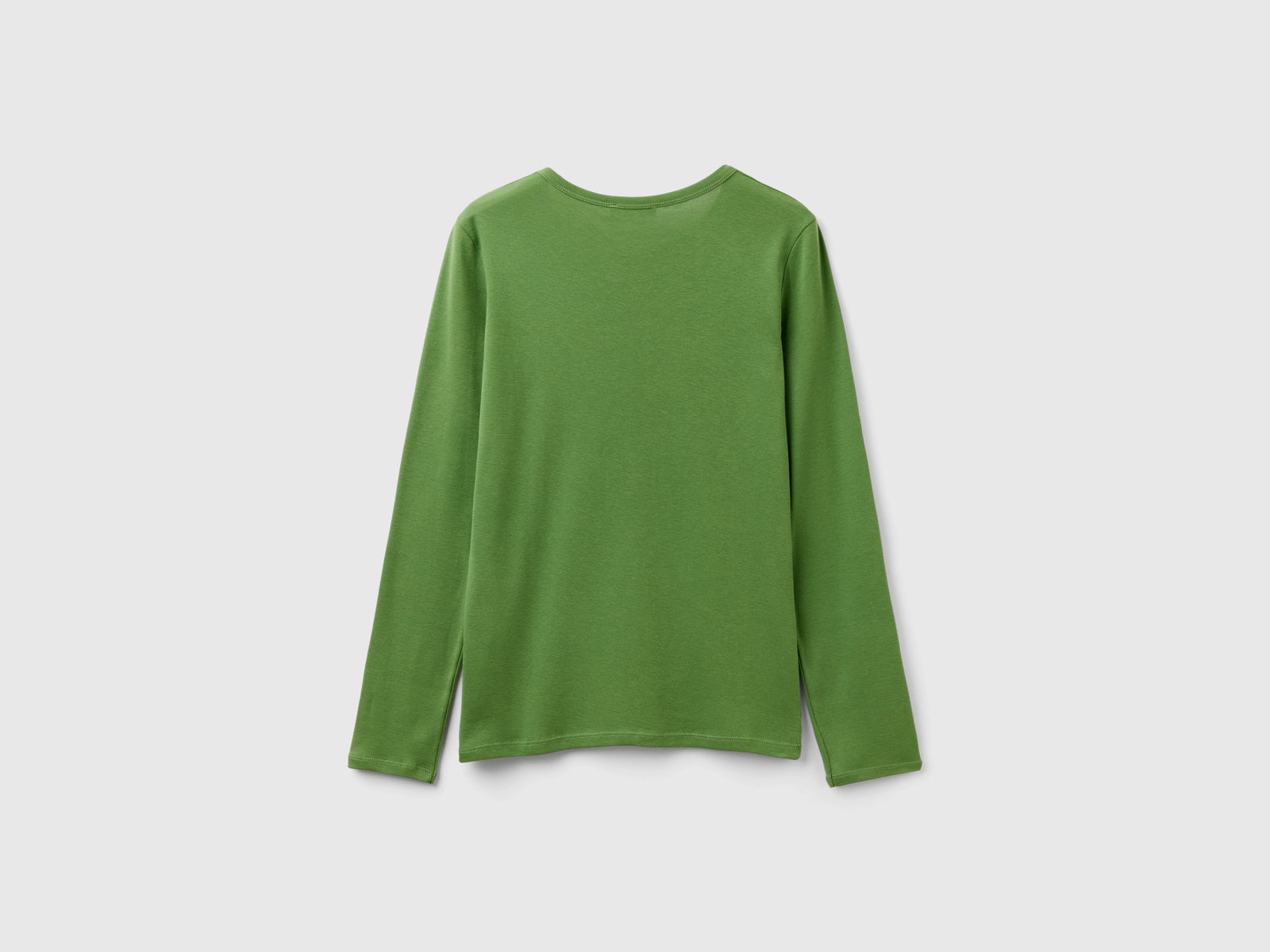 T-shirt a manica lunga in puro cotone da donna verde militare 2 | Benetton Outlet
