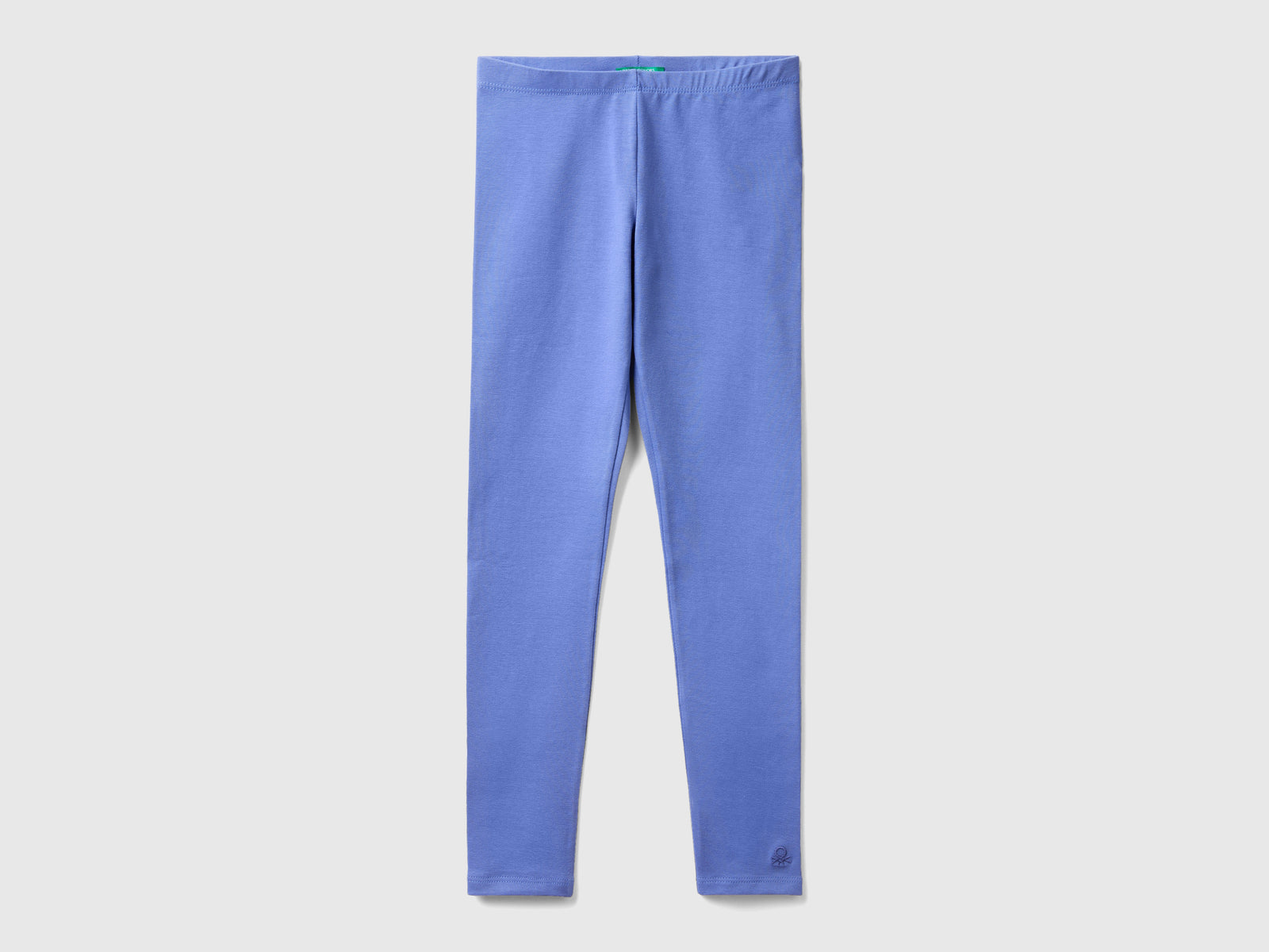 Leggings in cotone stretch con logo da bambina azzurro | Benetton Outlet