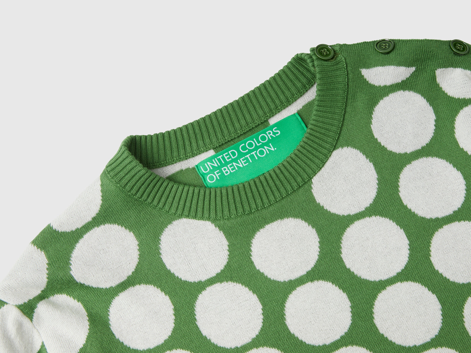 Maglia a pois in cotone tricot da donna verde 3 | Benetton Outlet