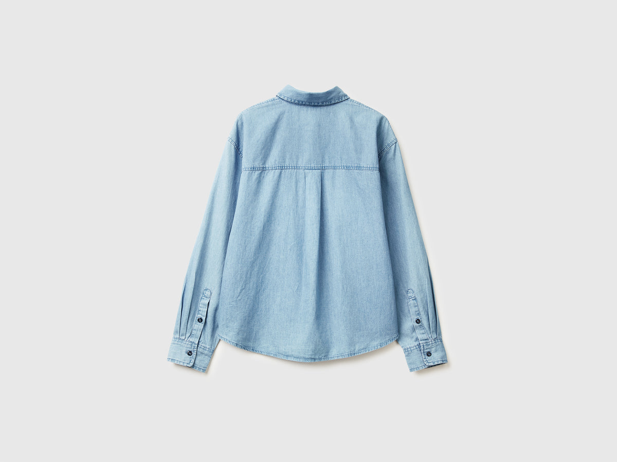 Camicia cropped in chambray