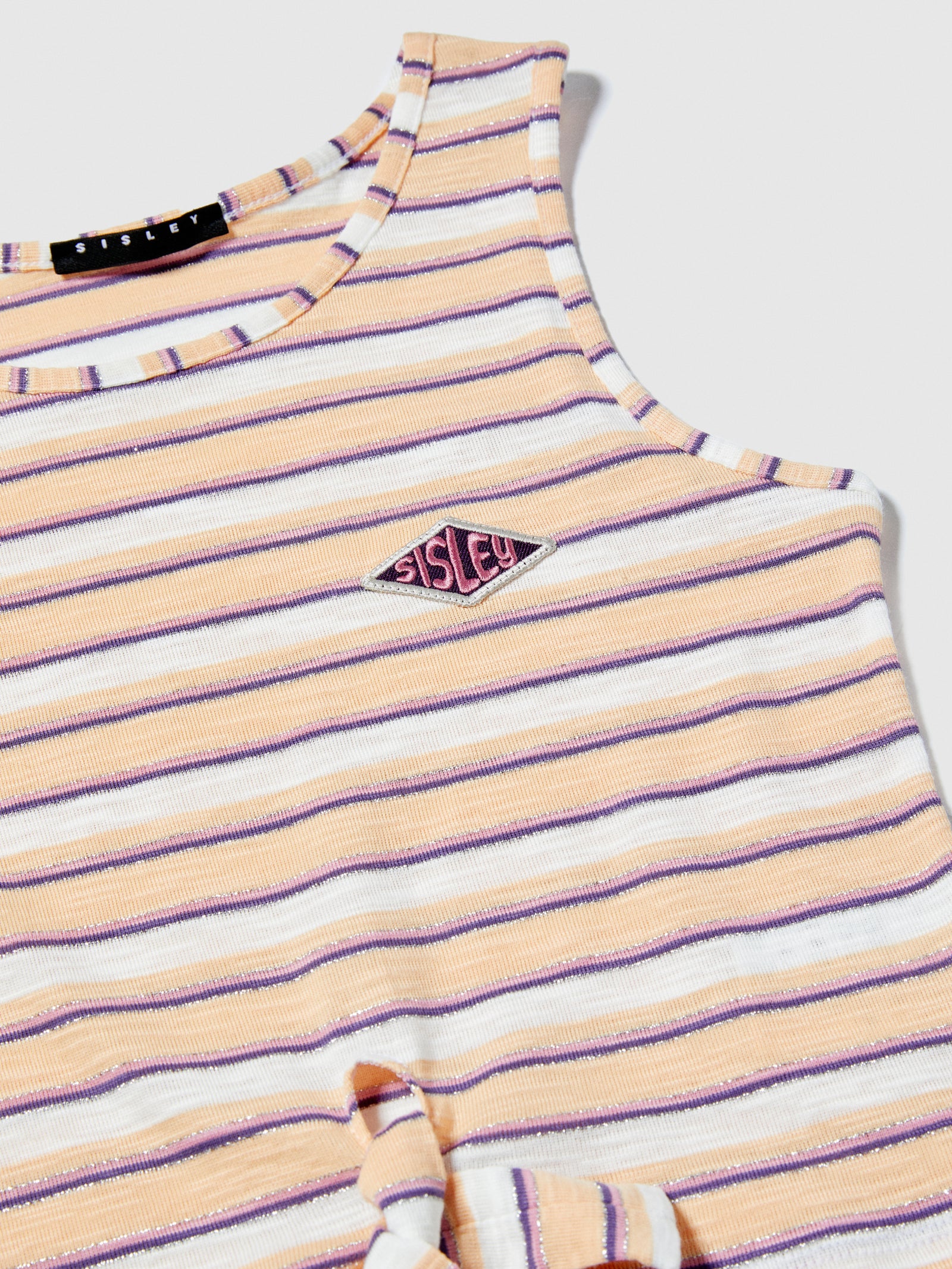 Canotta rigata con nodo da bambina marrone 2 | Sisley young Outlet