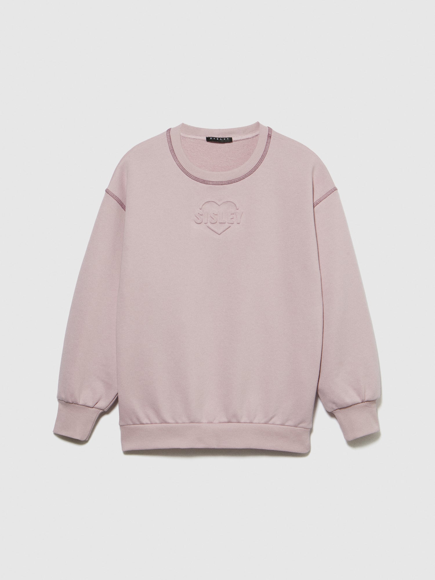Felpa con stampa a rilievo da bambina rosa pastello | Sisley young Outlet