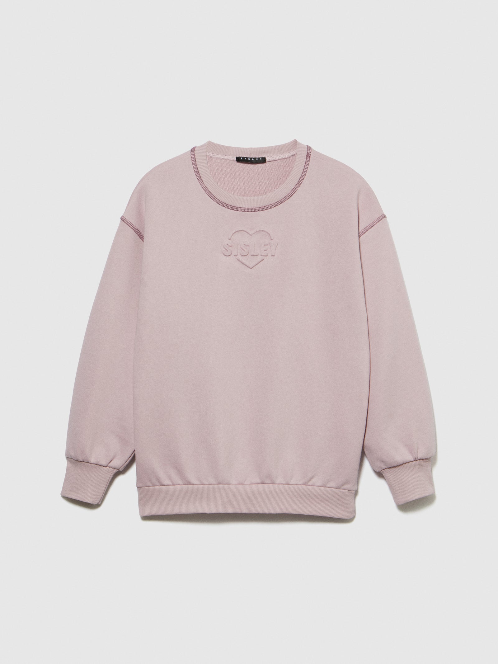 Felpa con stampa a rilievo da bambina rosa pastello | Sisley young Outlet