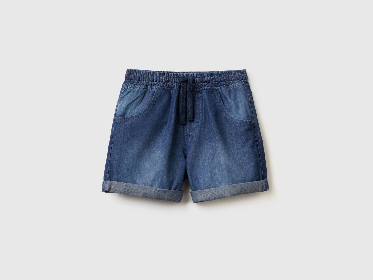 Bermuda effetto jeans con coulisse da bimbo blu | Benetton Outlet