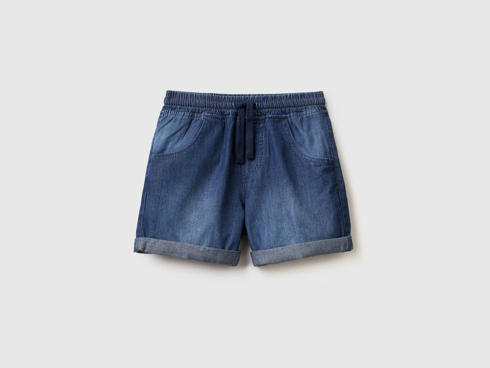 Bermuda effetto jeans con coulisse da bimbo blu | Benetton Outlet