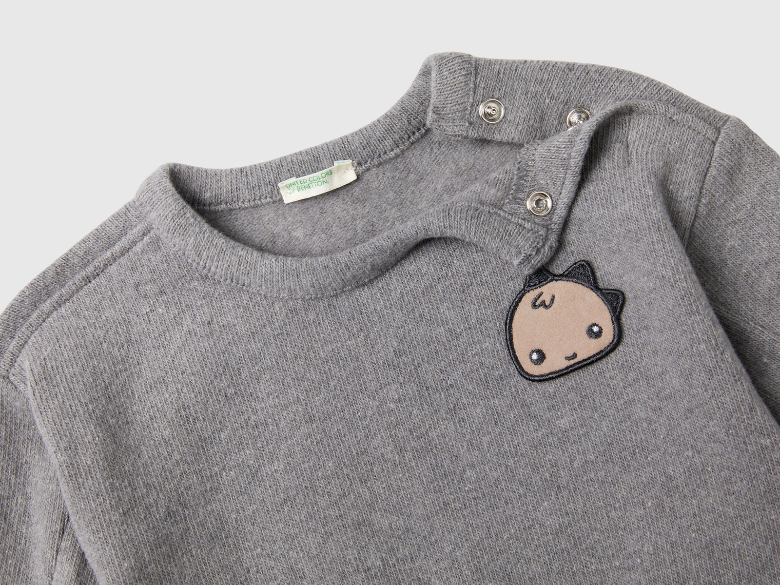 Felpa in misto cotone riciclato da neonato grigio 2 | Benetton Outlet
