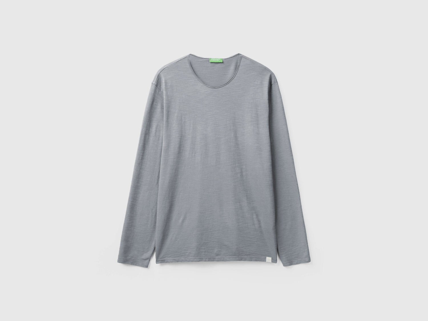 T-shirt a manica lunga in 100% cotone da uomo grigio | Benetton Outlet