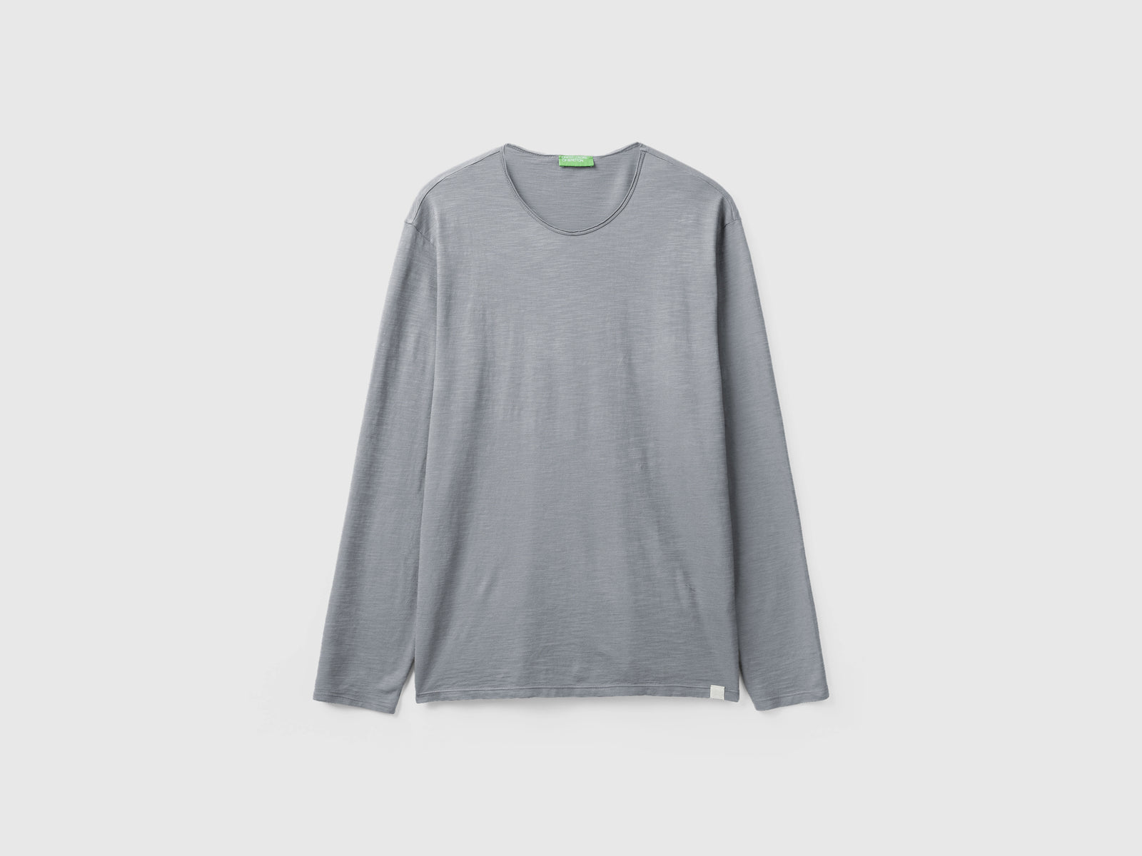 T-shirt a manica lunga in 100% cotone da uomo grigio | Benetton Outlet