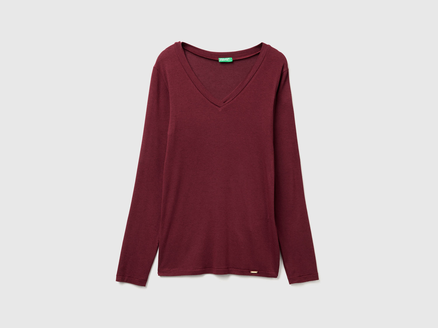 T-shirt in misto Modal e cashmere da donna bordeaux | Benetton Outlet