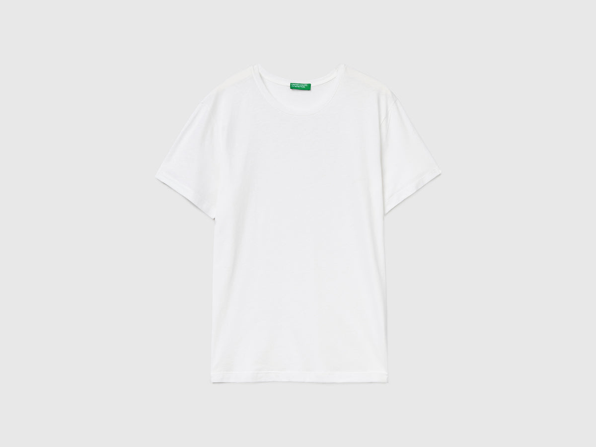 T-shirt girocollo a manica corta in puro cotone leggero
