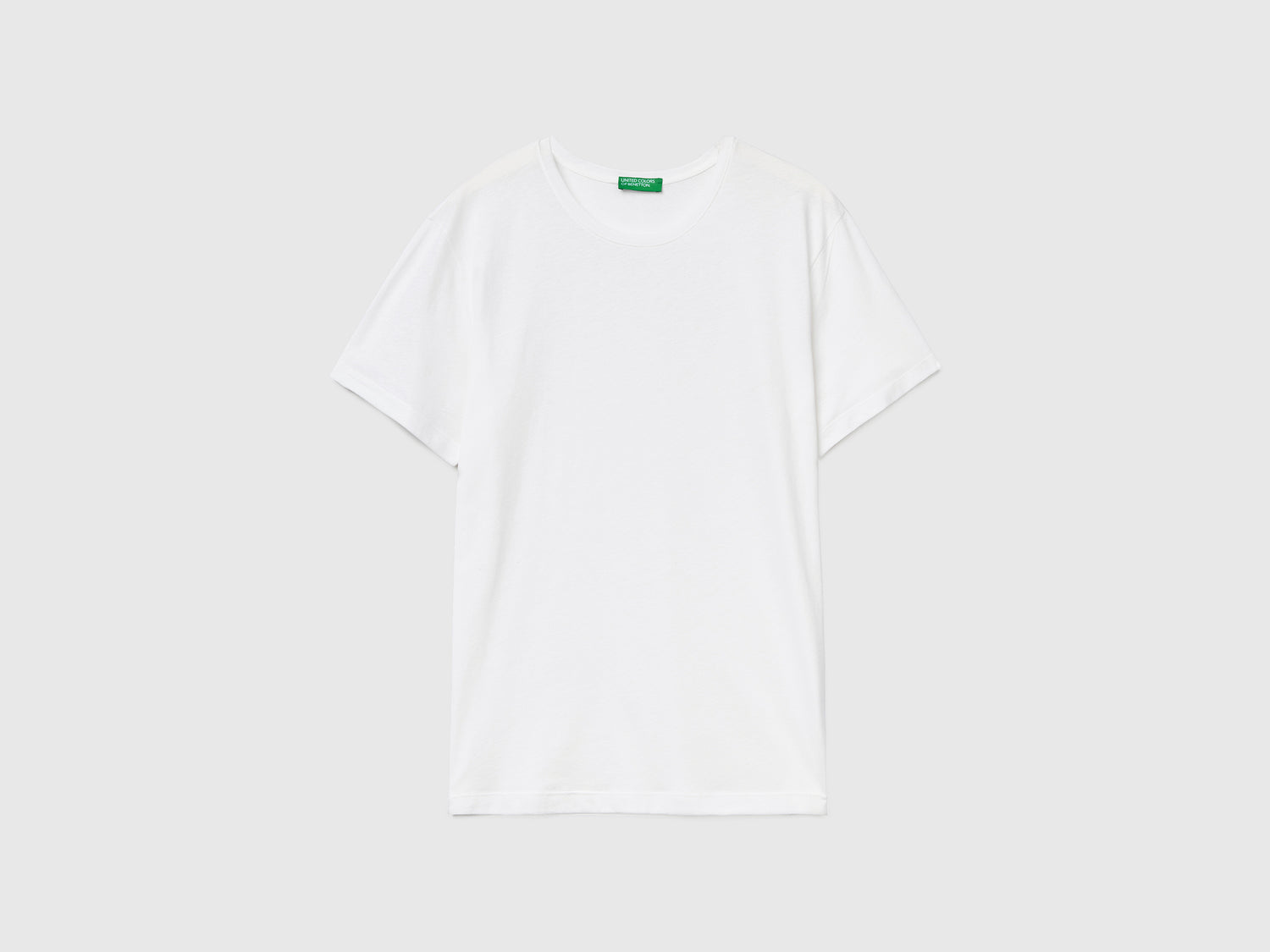 T-shirt girocollo a manica corta in puro cotone leggero da uomo bianco panna | Benetton Outlet