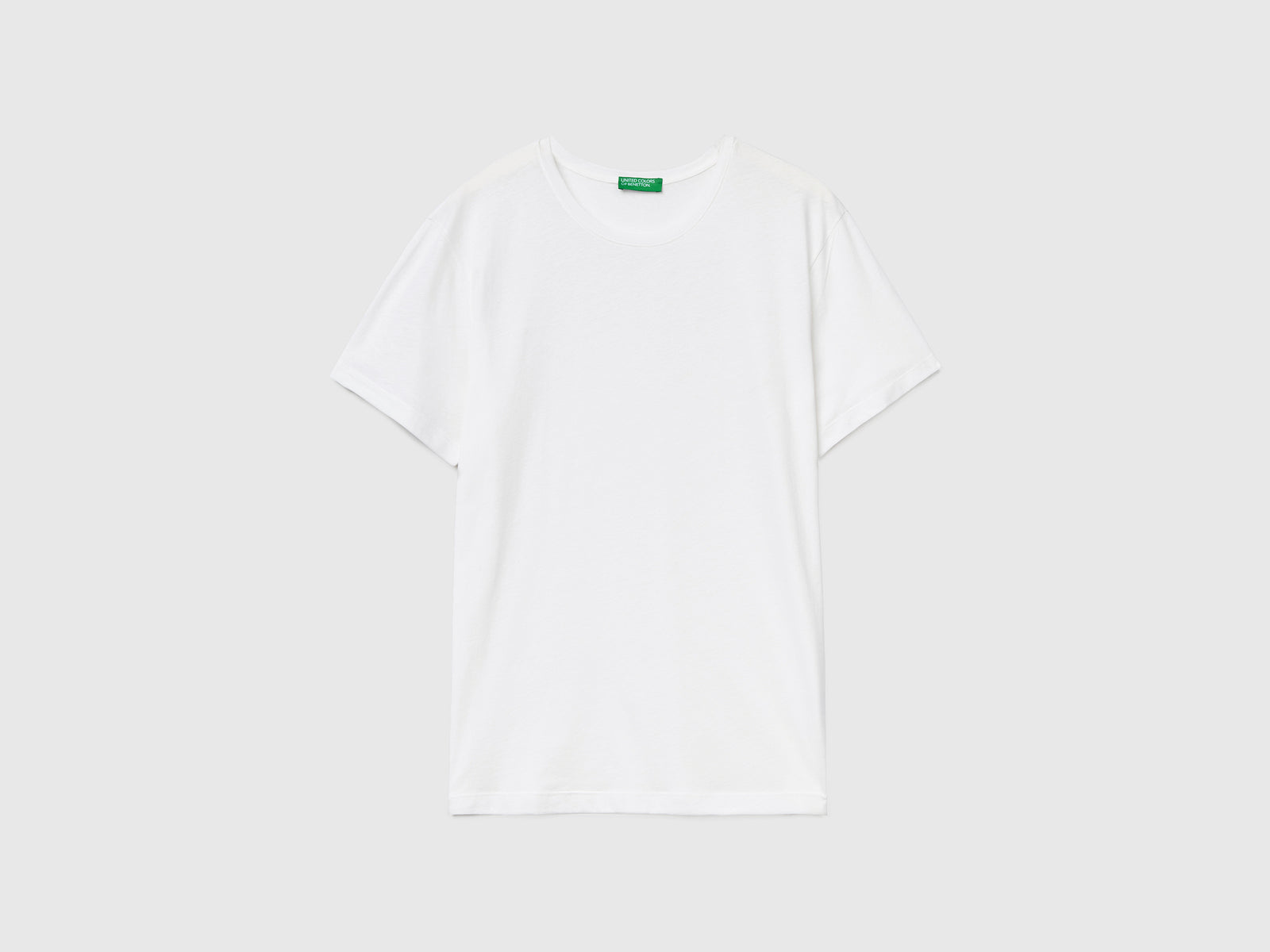 T-shirt girocollo a manica corta in puro cotone leggero da uomo bianco panna | Benetton Outlet