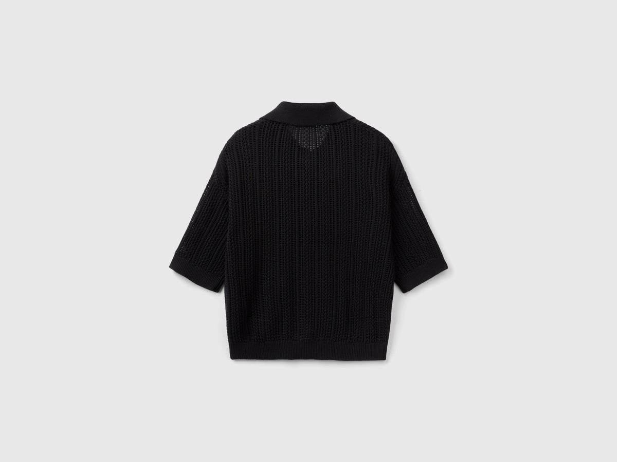 Polo in maglia crochet