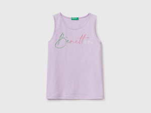 Top smanicato con scollo rotondo in puro cotone