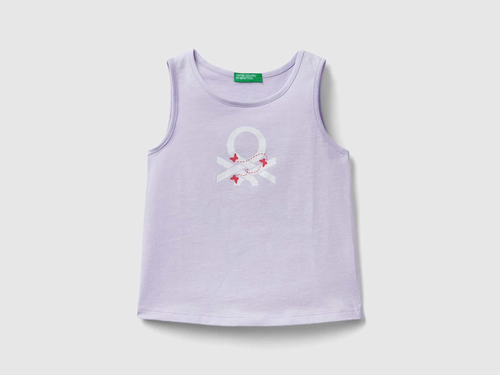 Canotta con logo in cotone bio da bimba lilla | Benetton Outlet