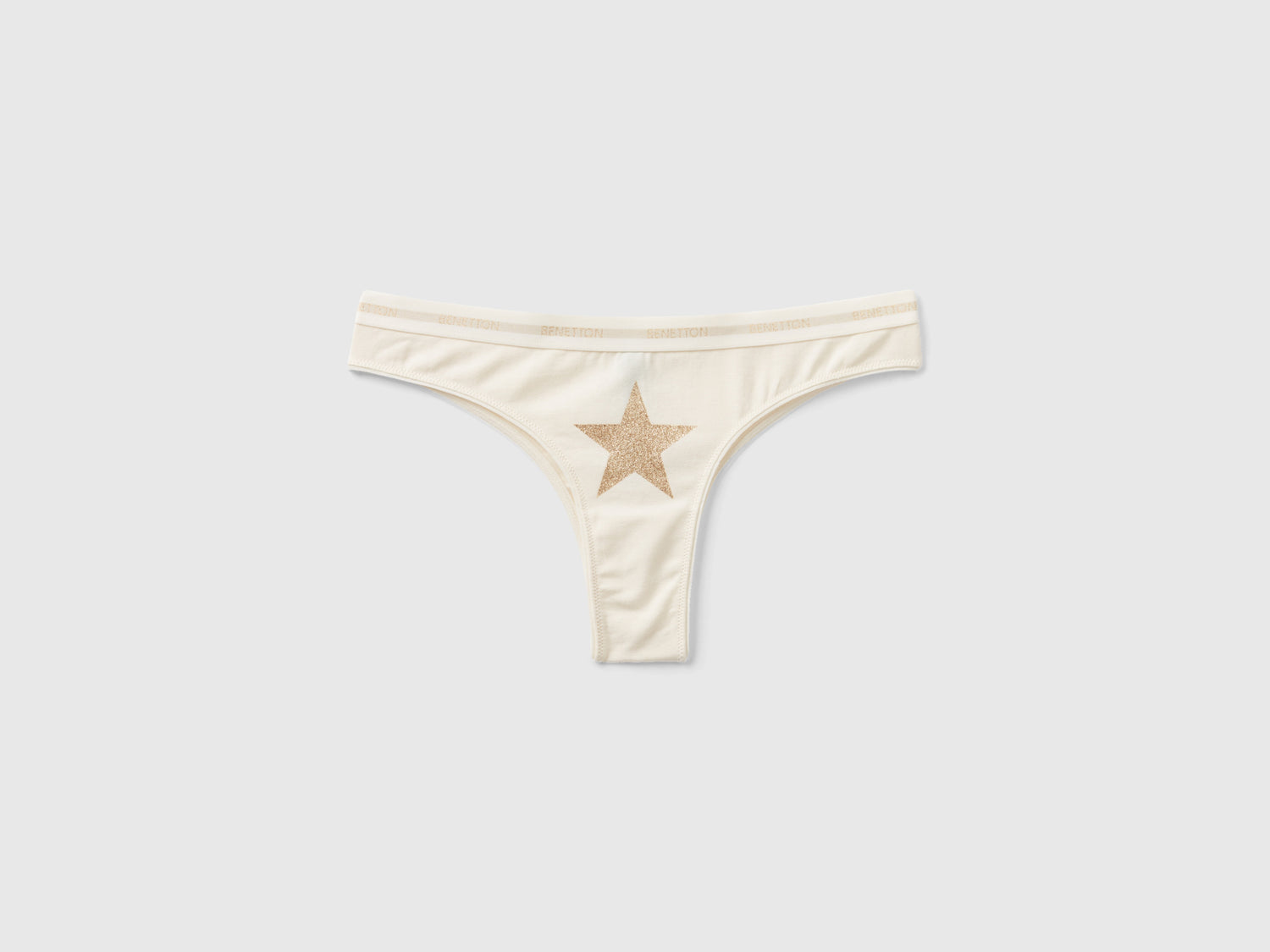 Perizoma con stella glitter da donna beige | Benetton Outlet
