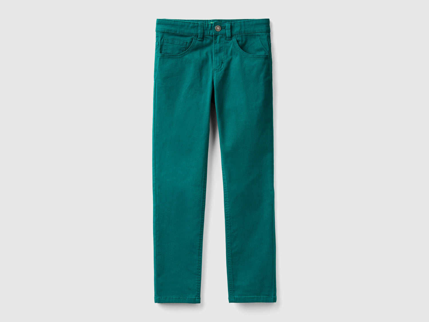 Pantaloni slim fit cinque tasche da bambino verde scuro | Benetton Outlet
