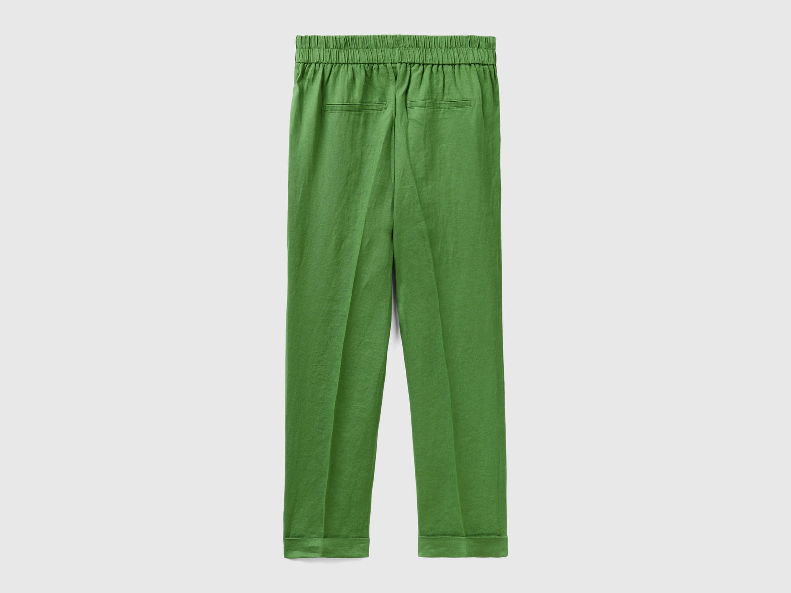 Pantaloni cropped in 100% lino da donna verde militare 2 | Benetton Outlet