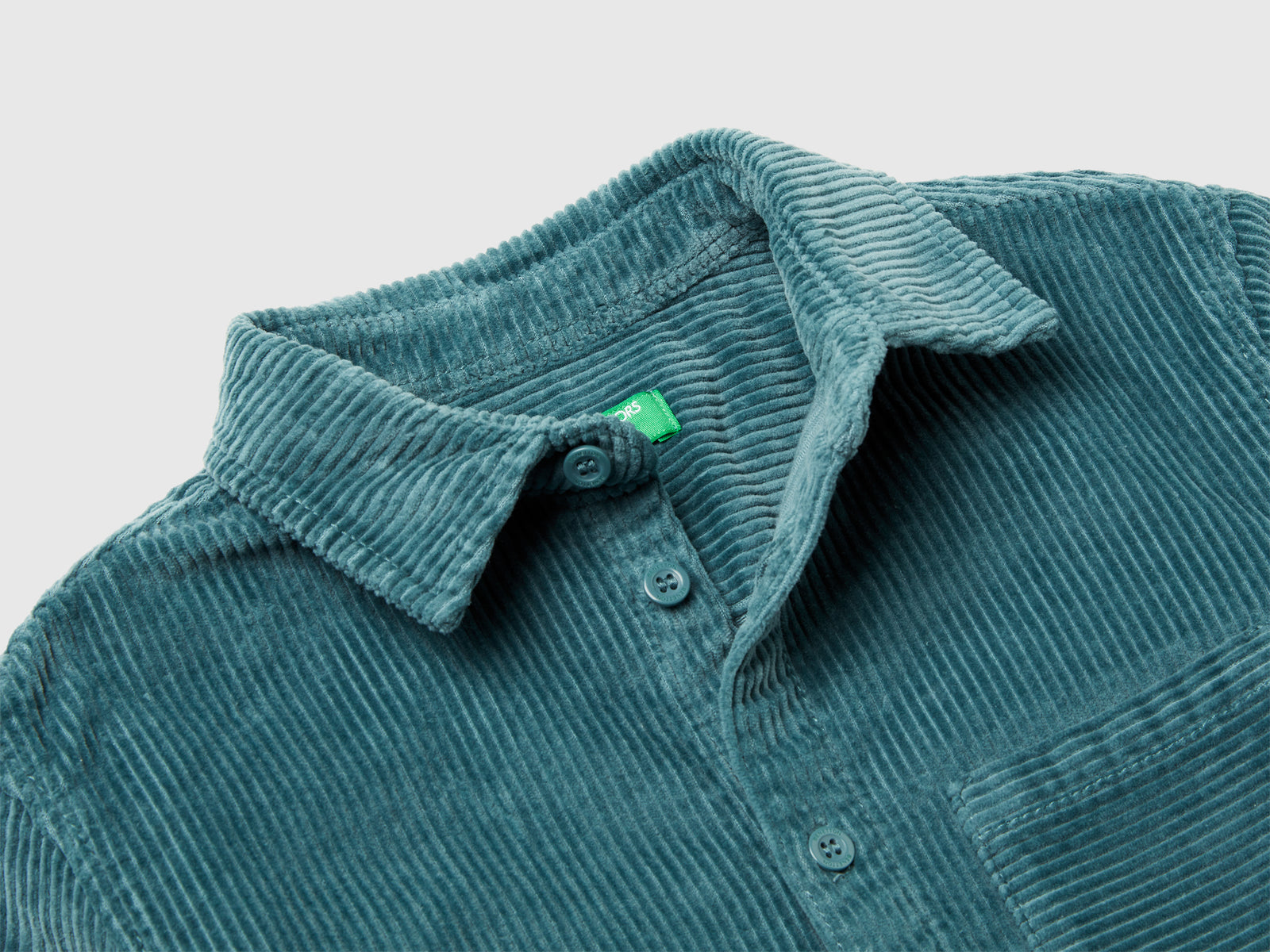 Camicia in velluto con taschino da bimbo turchese 3 | Benetton Outlet